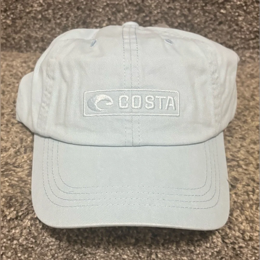 NWT Costa Light Blue Embroidered Logo Easy Hat/ Baseball Cap